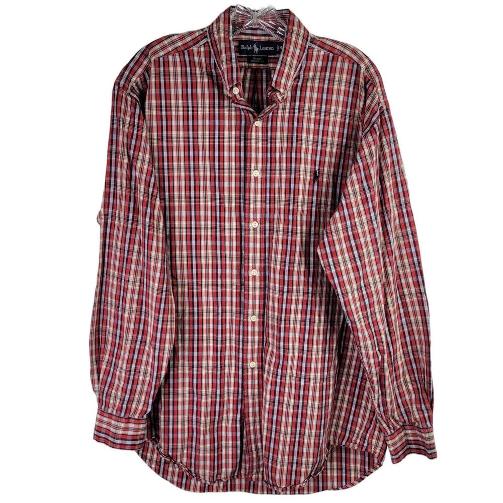 Polo Ralph Lauren Blake Shirt Men's Medium Red Christmas Plaid LS Button Up - Picture 2 of 11
